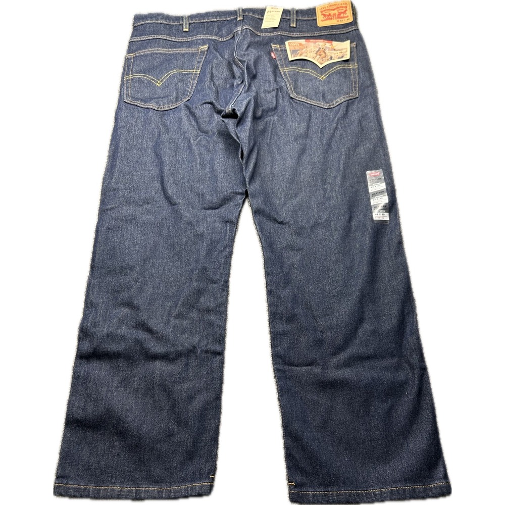 Levis Western Fit‎ Strong Mens Blue Denim Jeans 42x30 Stretch straight leg